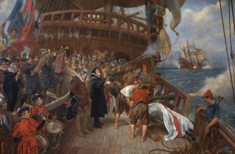 Картина художника Томаса Дэвидсона «Похороны адмирала Дрейка»