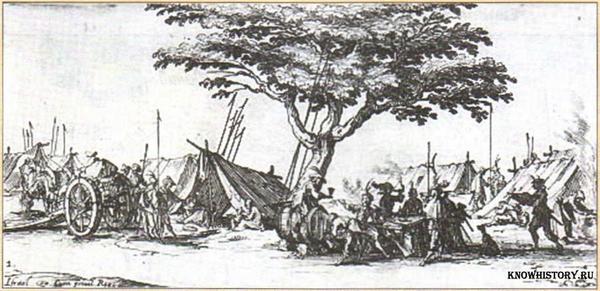 Ж. Калло. Военный лагерь. Офорт 1632—1636 гг.