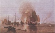 Британский корабль обстреливает китайские джонки Британский корабль обстреливает китайские джонки