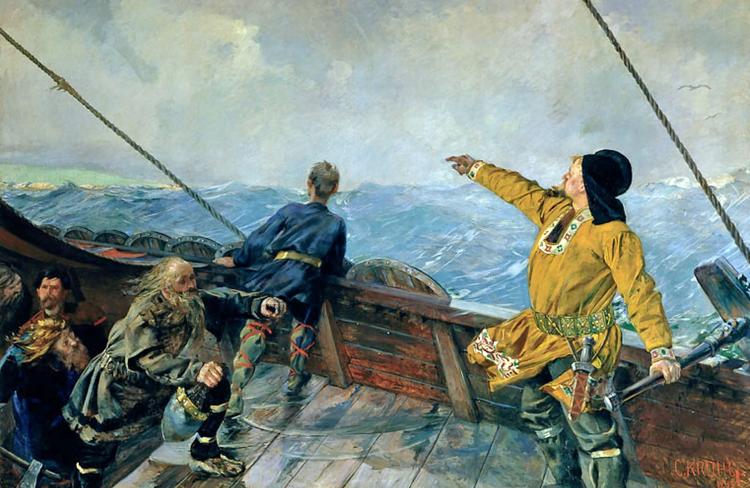  Картина художника Кристиана Крога «Лейф Эрикссон открывает Америку»