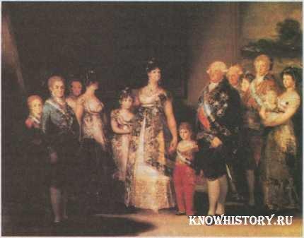 Карл IV и его семья. Ф. Гойя. Слева (в тени) художник изобразил самого себя
