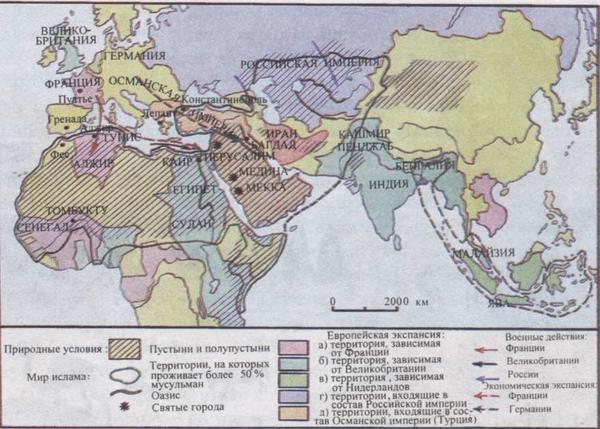 Карта мусульманского мира XIX в
