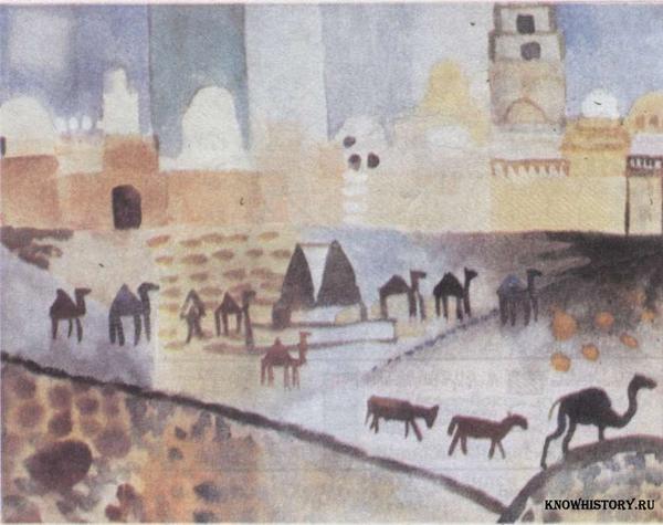 Кайруан, 1914. Август Макке (1887—1914). Художник совершил путешествие в Кайруан — город на востоке Туниса, основанный арабами в 670 г. Таким он увидел его в начале XX в.