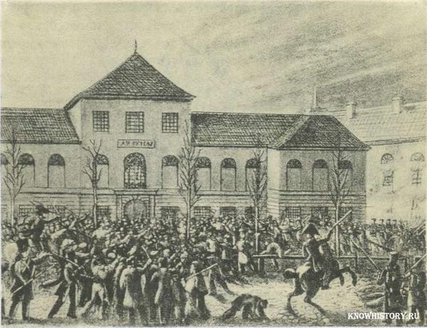 Взятие повстанцами арсенала в Варшаве в 1830 г. Худ. Ф. Х. Дитрих