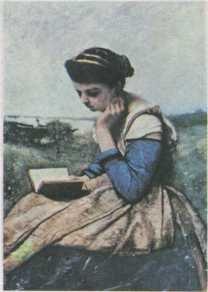 Читающая женщина. К. Коро (1796—1875). Известный французский художник особенно интересовался игрой света, был предшественником импрессионистов. В то же время на его творчестве лежит печать реализма