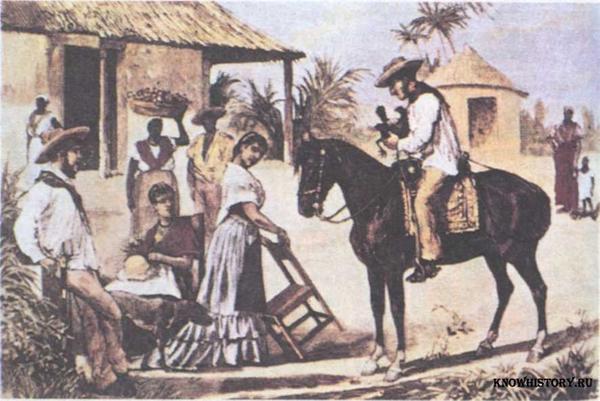 Семья крестьян гуахиро у ворот конного завода, последняя треть XIX в