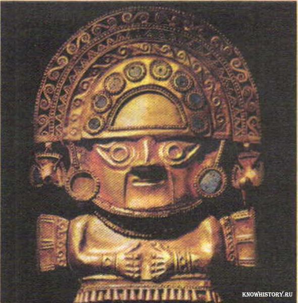 Золотой лик с ритуальной секиры. Перу